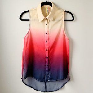 Sace Ombre Sleeveless Button Down Blouse Sz S